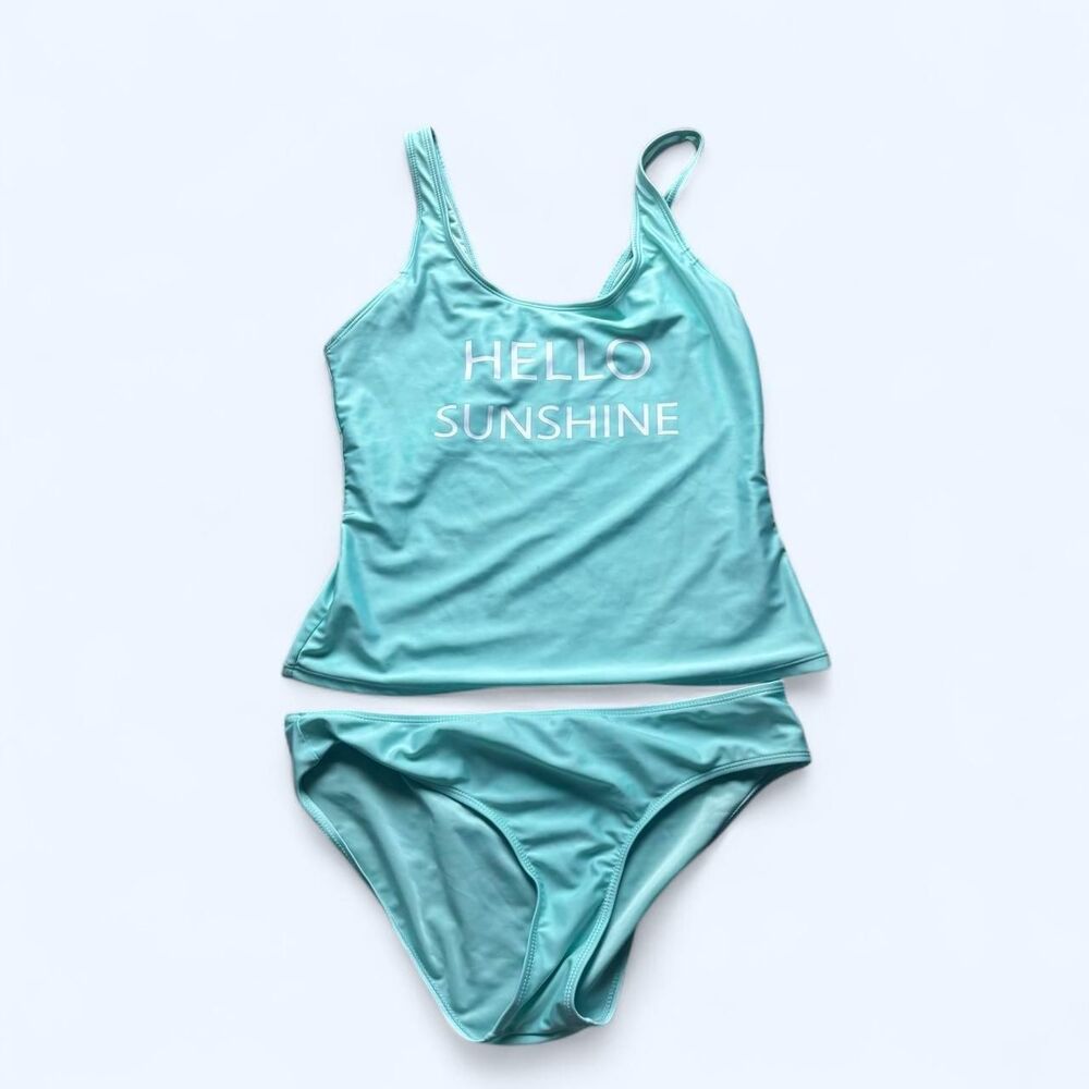 Large Bobbie Brooks Hello Sunshine Tankini Two Piece Swimsuit